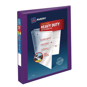 Avery Heavy-Duty View Binder with DuraHinge and One Touch EZD Rings, 3 Rings, 1" Capacity, 11 x 8.5, Purple