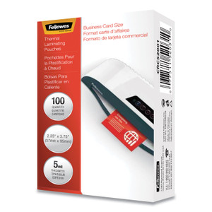 Fellowes Laminating Pouches, 5 mil, 3.75" x 2.25", Gloss Clear, 100/Pack (FEL52031) View Product Image