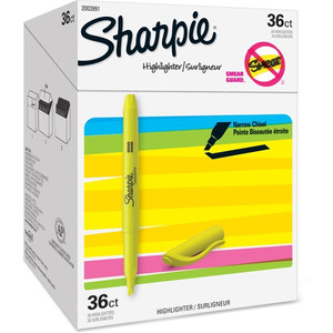 Sharpie Highlighter - Chisel Marker Point - Fluorescent Yellow Ink