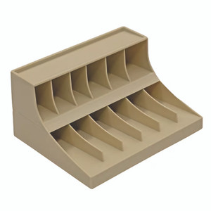 CONTROLTEK Coin Wrapper and Bill Strap 2-Tier Rack, 11 Compartments, 9.38 x 8.13 4.63, Plastic, Pebble Beige