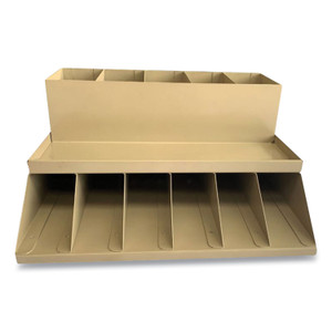 CONTROLTEK Coin Wrapper and Bill Strap 2-Tier Rack, 11 Compartments, 9.38 x 8.13 4.63, Plastic, Pebble Beige (CNK500013) View Product Image