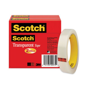 Scotch Transparent Tape, 3" Core, 0.75" x 72 yds, Transparent, 2/Pack (MMM6002P3472) View Product Image