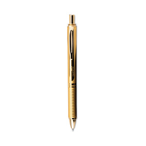 Pentel EnerGel Alloy Gel Pen, Retractable, Medium 0.7 mm, Black Ink, Gold Barrel