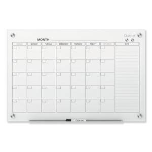 Quartet Infinity Magnetic Glass Calendar Board, Monthly Planning/Scheduling, 36" x 24", White Surface