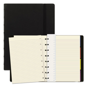 Filofax Notebook, 1-Subject, Medium/College Rule, Black Cover, (112) 8.25 x 5.81 Sheets