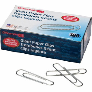 Officemate Giant Nonskid Paper Clips - Jumbo - 2" Length x 0.5" Width - Silver - Steel - 100/Box