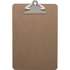 Business Source Mini Clipboard with Standard Metal Clip - Standard - 6" x 9" Sheet Size - Hardboard - Brown - (BSN16506)