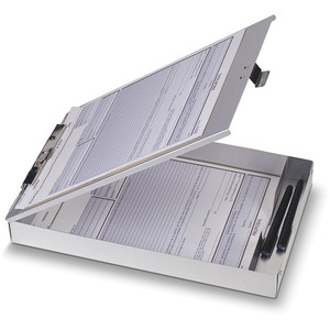 Officemate Storage Form Holder - 1" Clip Capacity - Storage for Stationary - 8 1/2" x 12" Sheet Size - Aluminum