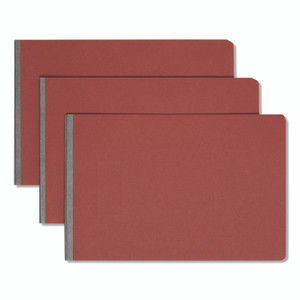 Smead Prong Fastener Premium Pressboard Report Cover, Two-Piece Prong Fastener, 3" Capacity, 11 x 17, Red/Red