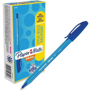 Paper Mate Inkjoy 100 ST Ballpoint Stick Pens - 1 mm Medium Pen Point - Blue Ink - Translucent Barrel