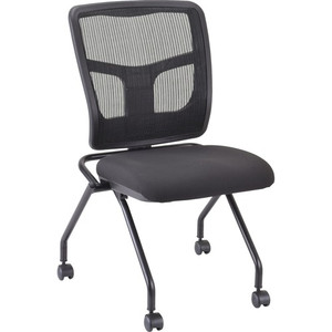Lorell Training Room Guest Chairs - Black Seat Color - Fabric Seat Material - Mesh Back Material - Metal Frame Material - Rectangular Base