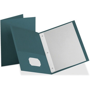 Oxford Letter Recycled Pocket Folder - 8 1/2" x 11" - 135 Sheets Capacity - 3 x Tang Fastener(s) - 2 Inside Front & Back Pocket(s) - Teal