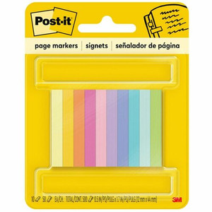 Post-it Page Markers - 1/2"W - Bright Colors - 500 x Assorted - 1/2" Flag/Note Width x 2" Flag/Note Length - Rectangle
