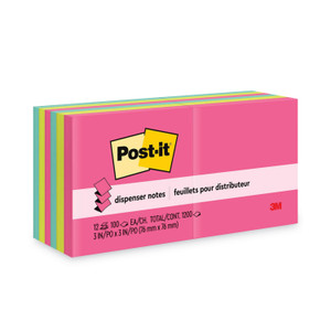 Post-it Dispenser Notes Original Pop-up Refill Value Pack, 3 x 3, (8) Poptimistic Collection Colors, (4) Canary Yellow, 100 Sheets/Pad, 12 Pads/Pack View Product Image