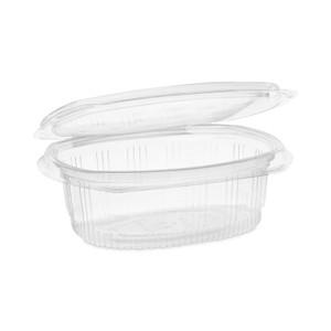 Pactiv Evergreen EarthChoice Recycled PET Hinged Container, 16 oz, 4.92 x 5.87 x 2.48, Clear, Plastic, 200/Carton