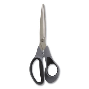 TRU RED Non-Stick Titanium-Coated Scissors, 8" Long, 3.86" Cut Length, Gun-Metal Gray Blades, Gray/Black Straight Handle View Product Image