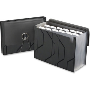 Pendaflex Expanding File - 13 Pocket(s) - Poly - Black - Elastic Closure, Flap, Durable