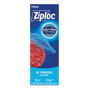 Ziploc Zipper Freezer Bags, 1 gal, 2.7 mil, 9.6" x 12.1", Clear, 28 Bags/Box, 9 Boxes/Carton (SJN314445) View Product Image