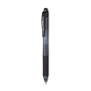 Pentel EnerGel-X Gel Pen, Retractable, Medium 0.7 mm, Black Ink, Smoke/Black Barrel, 5/Pack (PENBL107BPS5A) View Product Image