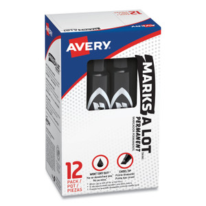 Avery MARKS A LOT Regular Desk-Style Permanent Marker, Broad Chisel Tip, Black, Dozen (7888) View Product Image