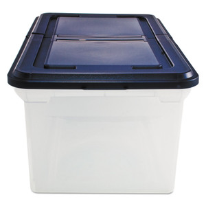 Innovative Storage Designs Extra-Capacity 28" File Tote, Letter Files, 23.25" x 14.25" x 10.63", Clear/Navy