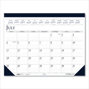 House of Doolittle Recycled Academic Desk Pad Calendar, 18.5 x 13, White/Blue Sheets, Blue Binding/Corners, 14-Month (July to Aug): 2024 to 2025