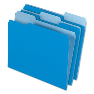 Pendaflex Interior File Folders, 1/3-Cut Tabs: Assorted, Letter Size, Blue, 100/Box (PFX421013BLU) View Product Image