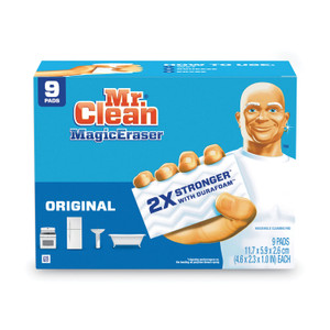 Mr. Clean Magic Eraser, 4.6 x 2.4, 0.7" Thick, White, 9/Pack