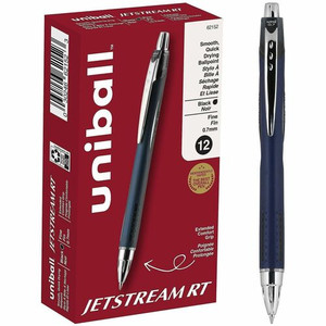 uniball™ Jetstream RT Ballpoint Pen - 0.7 mm Fine Pen Point - Retractable - Black Ink - Blue Barrel