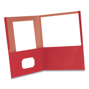 Oxford Earthwise by Oxford 100% Recycled Paper Twin-Pocket Portfolio, 100-Sheet Capacity, 11 x 8.5, Red, 10/Pack