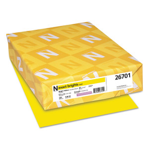 Neenah Paper Exact Brights Paper, 20 lb Bond Weight, 8.5 x 11, Bright Yellow, 500/Ream (WAU26701) View Product Image