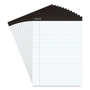Universal Premium Ruled Writing Pads with Heavy-Duty Back, Wide/Legal Rule, Black Headband, 50 White 8.5 x 11 Sheets, 12/Pack