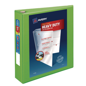 Avery Heavy-Duty View Binder with DuraHinge and One Touch EZD Rings, 3 Rings, 2" Capacity, 11 x 8.5, Chartreuse