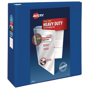 Avery Heavy-Duty View Binder with DuraHinge and Locking One Touch EZD Rings, 3 Rings, 4" Capacity, 11 x 8.5, Pacific Blue