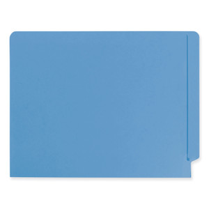 Smead Shelf-Master Reinforced End Tab Colored Folders, Straight Tabs, Letter Size, 0.75" Expansion, Blue, 100/Box