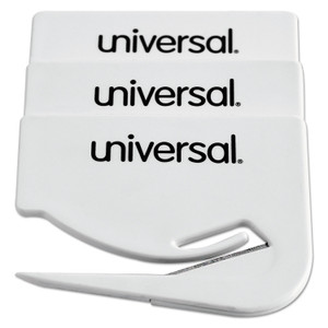 Universal Letter Slitter Hand Letter Opener with Concealed Blade, 2.5", White, 3/Pack (UNV31803) View Product Image