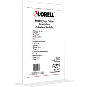 Lorell T-base Standing Sign Holders - Support 8.50" x 11" Media - Acrylic - Clear