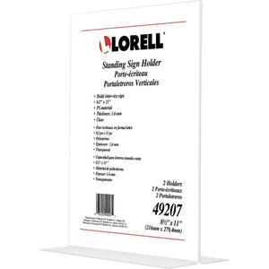 Lorell Sign Holder, Acrylic, T-Base, 8-1/2"x11", 2/PK, Clear (LLR49207) View Product Image