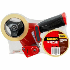 Scotch Commercial-Grade Shipping/Packaging Tape - 54.60 yd Length x 1.88" Width x 3.1 mil Thickness - 3" Core - Clear - Synthetic Rubber Resin Backing - Pistol Grip Dispenser