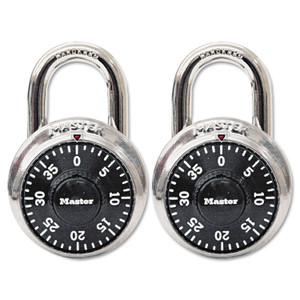 Master Lock Combination Lock, Stainless Steel, 1.87" Wide, Silver/Black, 2/Pack (MLK1500T) View Product Image
