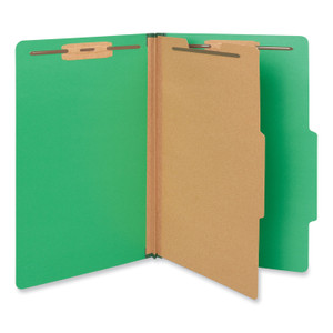 Universal Bright Colored Pressboard Classification Folders, 2" Expansion, 1 Divider, 4 Fasteners, Legal Size, Emerald Green, 10/Box