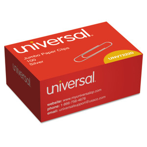 Universal Paper Clips, Jumbo, Smooth, Silver, 100/Box Universal Paper Clips, Jumbo, Smooth, Silver, 100/Box