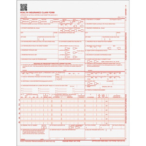 TOPS CMS-15000 Health Insurance Claim Forms - 20 lb - 11" x 8.50" Sheet Size - White Sheet(s) - Red Print Color