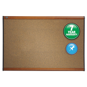 Quartet Prestige Colored Cork Bulletin Board, 72 x 48, Brown Surface, Light Cherry Fiberboard/Plastic Frame (QRTB247LC)