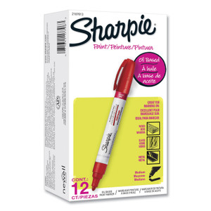 Sharpie Permanent Paint Marker, Medium Bullet Tip, Red, Dozen