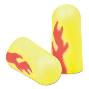 3M E-A-Rsoft Blasts Earplugs, Cordless, Foam, Yellow Neon/Red Flame, 200 Pairs/Box (MMM3121252) View Product Image