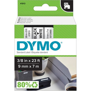 Dymo D1 Electronic Tape Cartridge - 3/8" Width - Thermal Transfer - White - Polyester