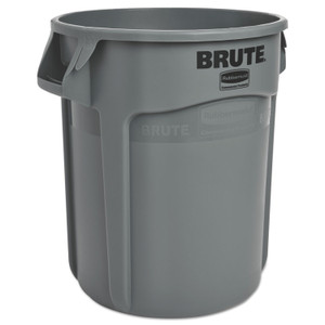 Rubbermaid Commercial Vented Round Brute Container, 20 gal, Plastic, Gray