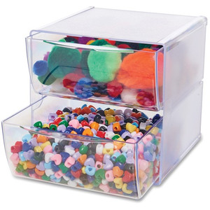 Deflecto Stackable Cube Organizer - 2 Drawer(s) - 6" Height x 6" Width x 7.50" Depth - Desktop - Stackable - Clear