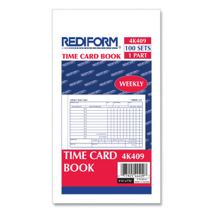 Rediform Weekly Employee Time Cards, One Side, 4.25 x 7, 100/Pad (RED4K409) View Product Image